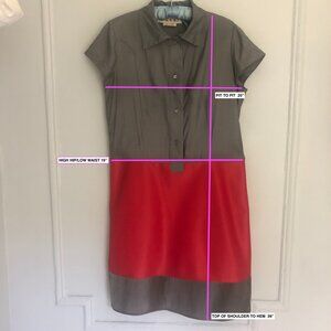 MARNI unusual mixed media ,slight A-Line, half placket shirtdress